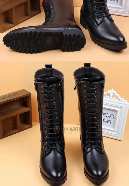 男士马靴长筒靴男士长靴男款皮靴高帮马丁靴男鞋冬季加绒保暖系带高筒