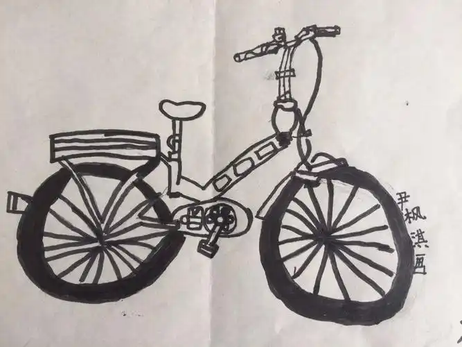 三年级一班学生作品《线描自行车》