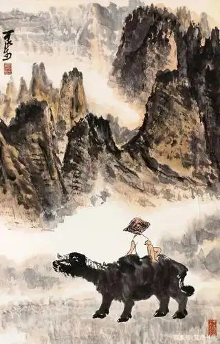 现代山水画大师李可染,取材广泛爱好画牛,生动形象有末有?