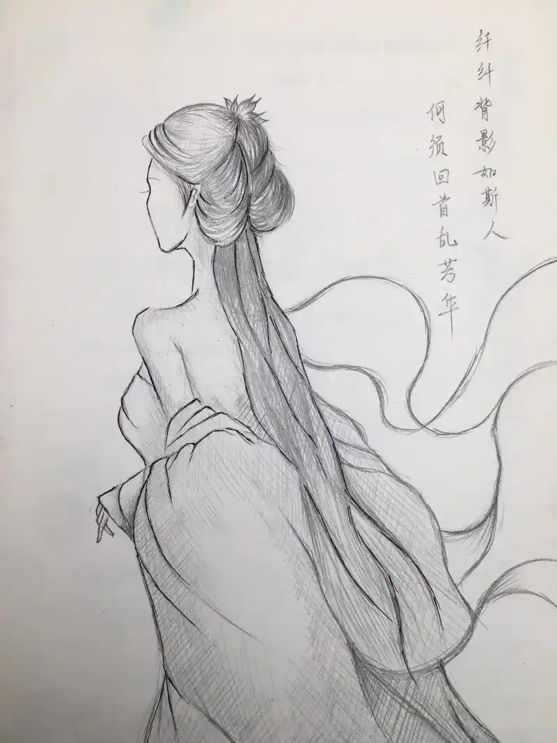 纯手绘 #古风人物绘画 #日常瞎画 - 抖音