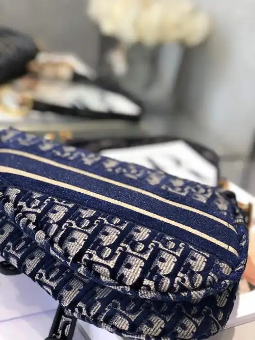 dior迪奥 蓝色天鹅绒 oblique 印花马鞍包 m0446cwvf_m928