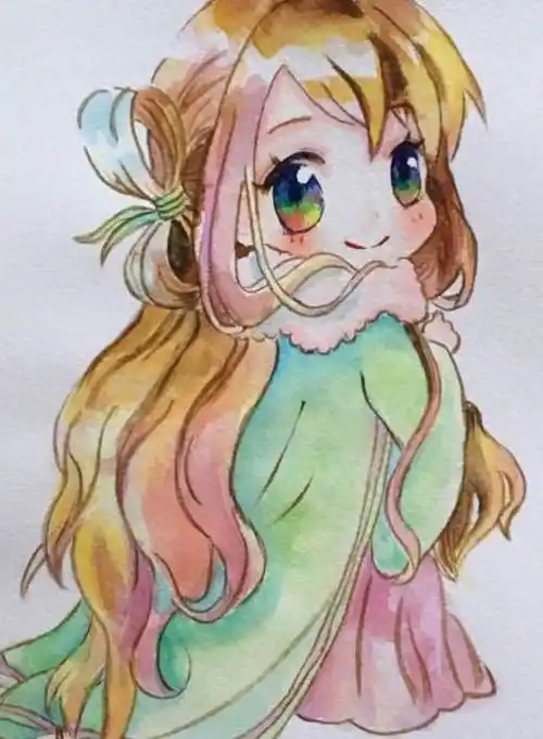 水彩画卡通水彩画卡通人物可爱简单