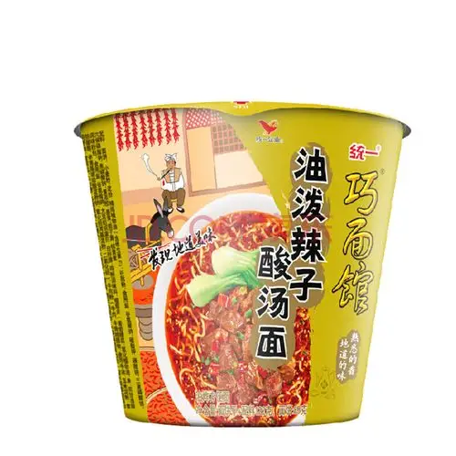 【品质保证】统一 巧面馆 方便面 油泼辣子酸汤面 122g桶面*12桶 整箱
