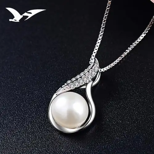 老凤祥云珍珠项链女妈妈款淡水锁骨链s925纯银中老年吊坠饰品生日-雅