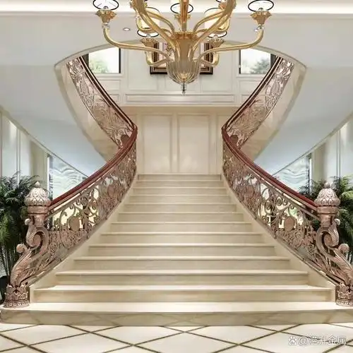 现代轻奢风k金铜楼梯扶手简约华丽