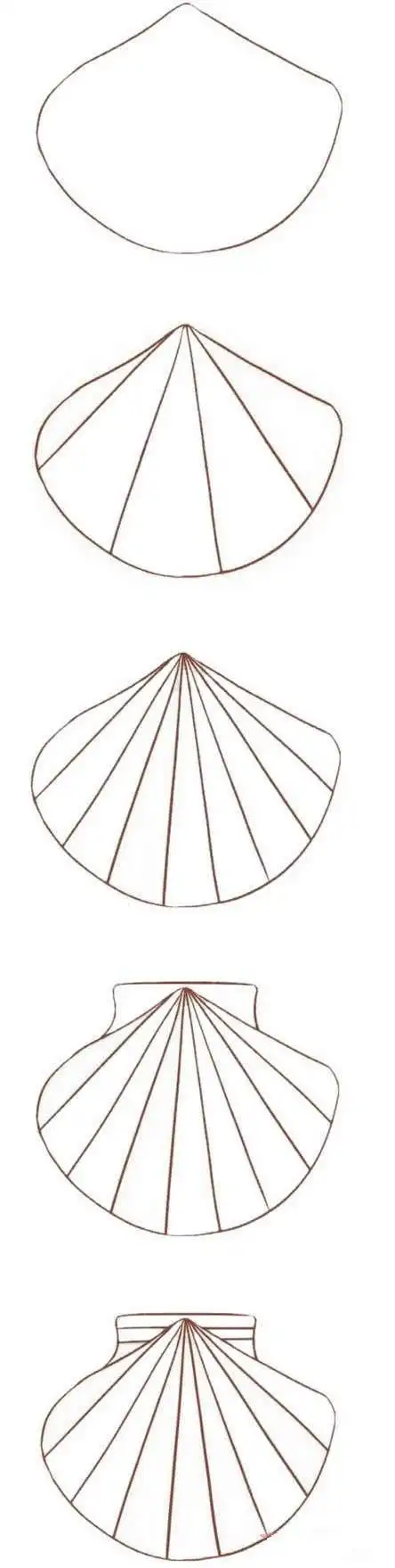 我们用儿童画画法来画贝壳哦,小朋友们在沙滩上有捡贝壳吗?