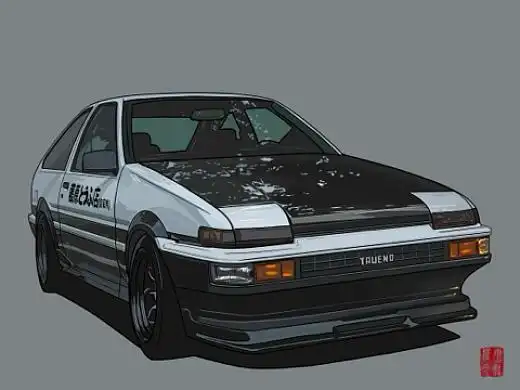 汽车手绘 ae86 头文字d