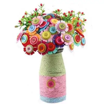 纽扣花儿童幼儿园diy手工制作花束宝宝益智力手工材料包女孩玩具