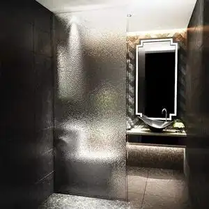 水波纹双层夹胶淋浴房钢化玻璃隔断卫生间干湿分离无边框艺术玻璃