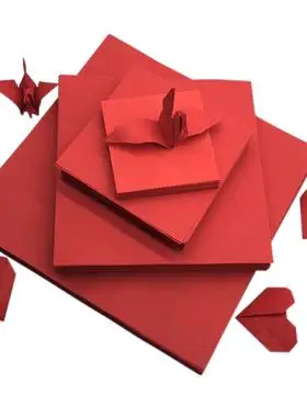 大红色千纸鹤正方形手工diy折折纸