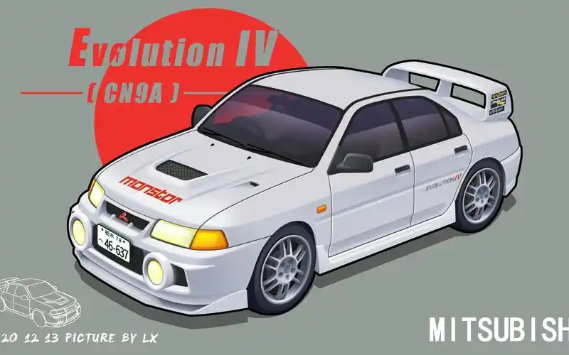 头文字d岩城清次座驾mitsubishilancerevolutionivcn9a绘制过程