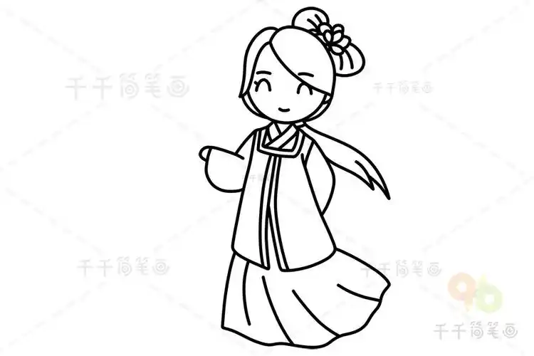 简单的古代女孩简笔画怎么画