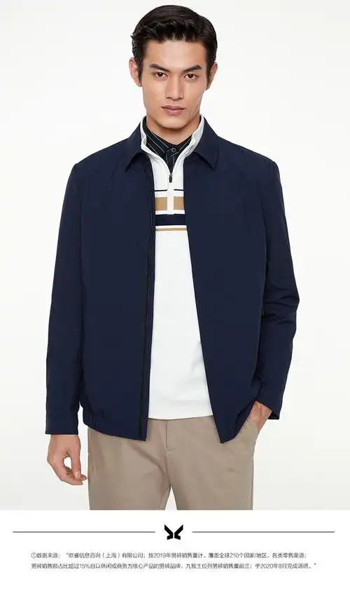 男士翻领夹克上装简约休闲立领茄克长袖外套男tk1a50130藏青标准版