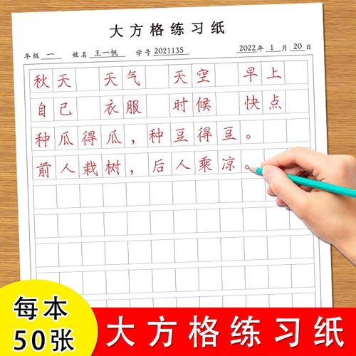 小学生一年级二年级三年级四年级五年级六年级大方格练字纸课文生字