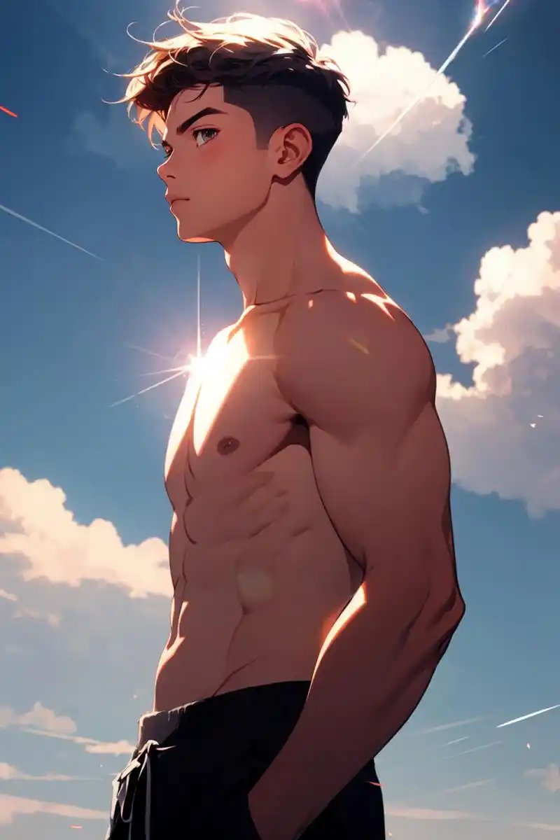 你的阳光腹肌男孩#ai绘画# #动漫头像和壁纸# #腹肌