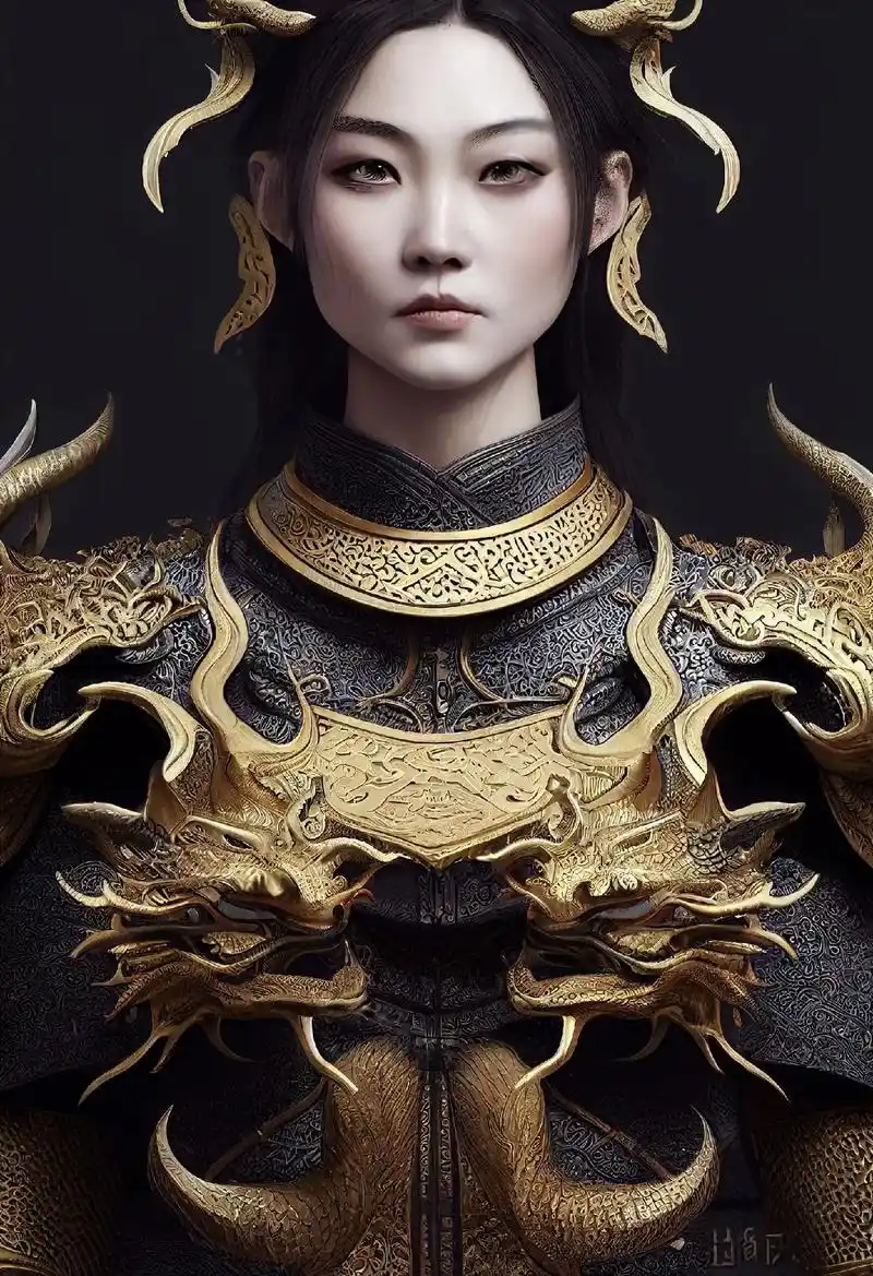 ai华夏女将军系列.应粉丝要求重做的十二生肖龙骑士,中国风盔 - 抖音