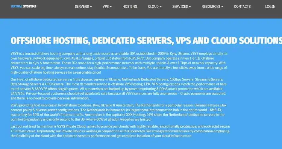 vsys:乌克兰/荷兰离岸vps,离岸服务器,可峰值20gbps带宽