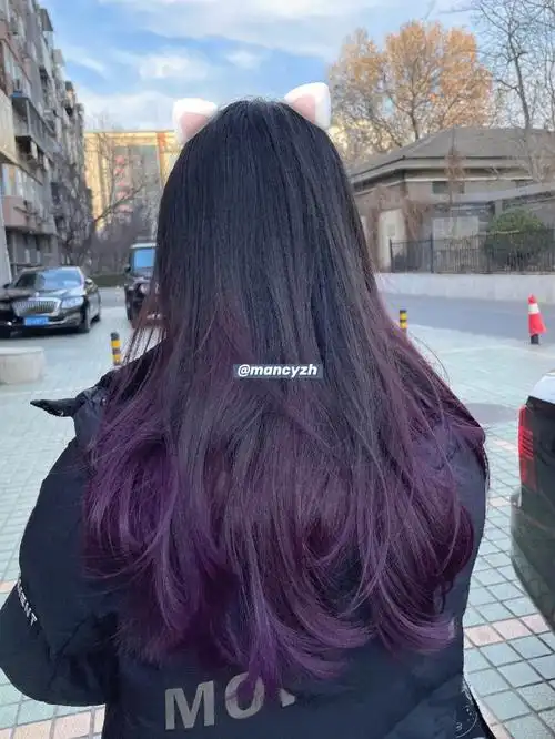 新年发色61黑紫色发尾染61渐变发色