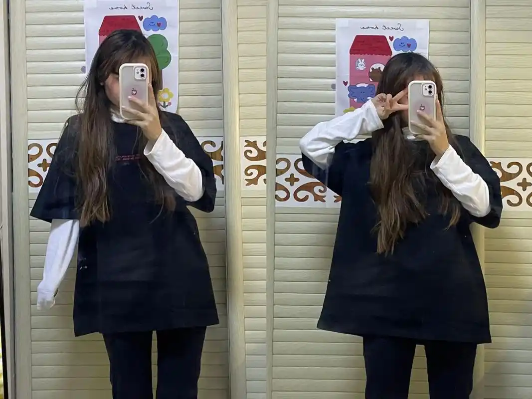 蔡徐坤现象t恤 穿搭分享来啦～ 160,搭配小裙子敲好看哟