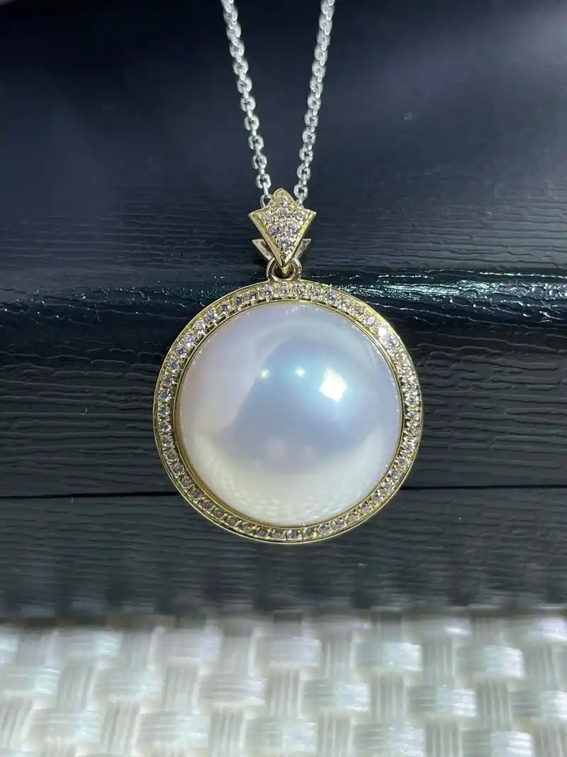 天然高品质玛贝珍珠项链吊坠18k.新品推荐:高端定制,18k - 抖音