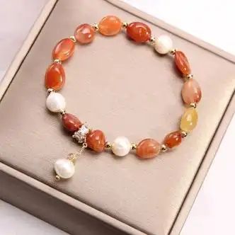 uhfr施华洛世奇轻奢时尚淡水珍珠玛瑙水晶手链女ins小众设计学生闺蜜