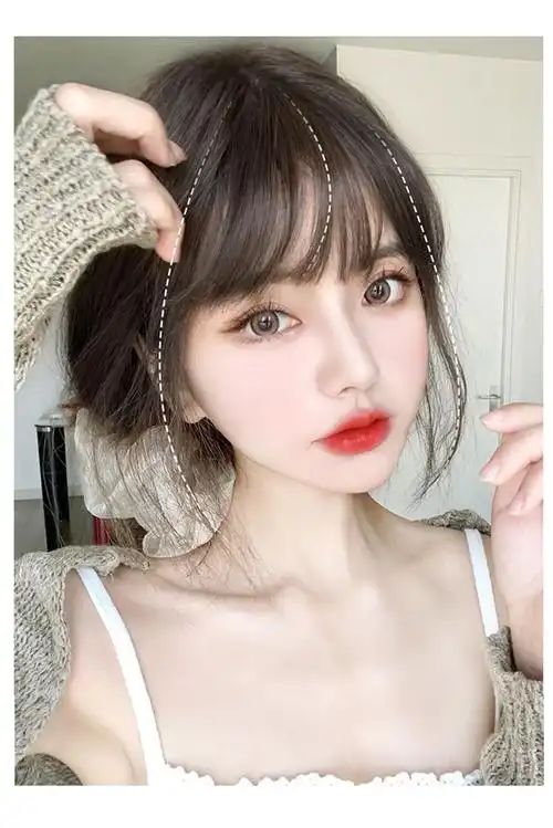【好物推荐】女士假刘海真发法式刘海假发片女头顶网红修颜空气真发假
