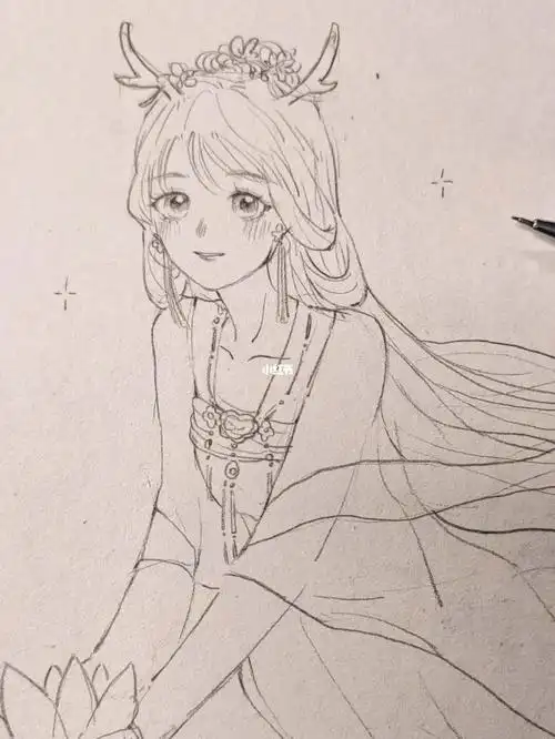 古风插画|画了一只小龙女(附过程)_绘画_插画_古风_画画_兴趣爱好