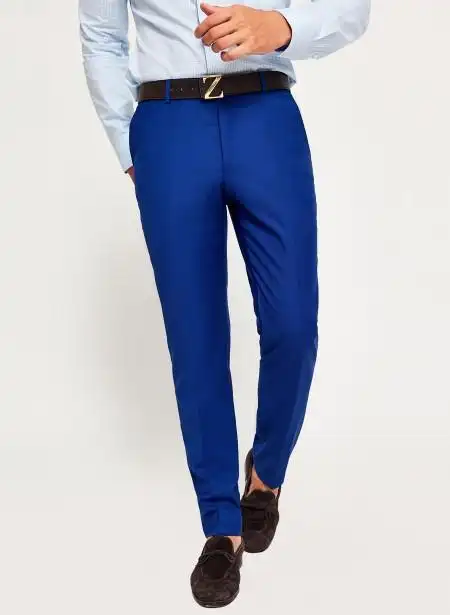 经典意式宝蓝色羊毛西裤_clothesmake官网