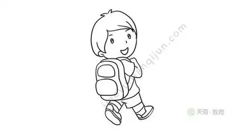 小学生背着书包上学的背影简笔画