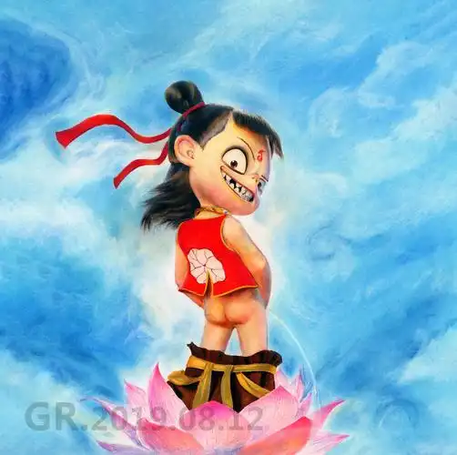 [彩铅画] 手绘哪吒闹海