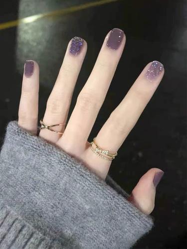 酱葡萄色指甲油胶2021年新色网红流行冰透烟紫色系美甲套装小套系