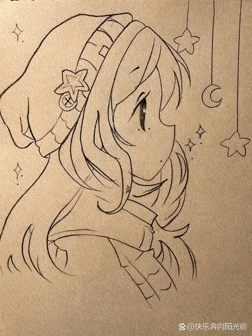 手绘动漫人物头像女生侧颜线稿 临摹可以练习绘画过程中的洞观察力.