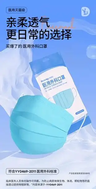 袋鼠医生医用外科口罩一次性医护灭菌口罩100只亲肤透气三层防护_爱购
