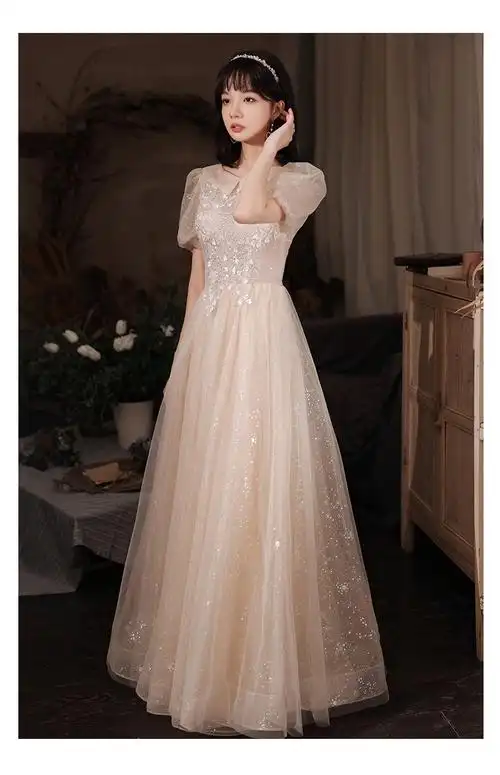 少女 钢琴演出服女中学生艺考礼服声乐独唱气质大气演出晚礼服音乐