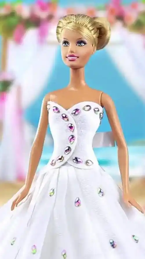 用卫生纸给芭比娃娃做婚纱