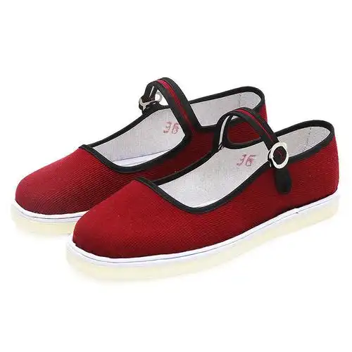 方口鞋女夏季上线牛筋底灯芯绒纯色鞋面浅口布鞋一字带搭扣细条绒女鞋