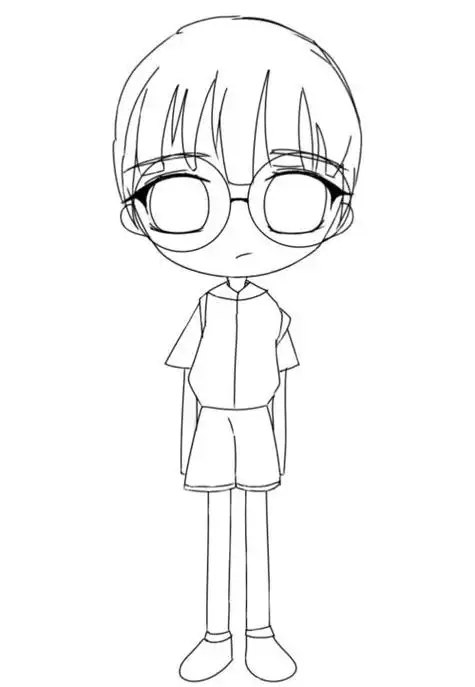 中级简笔画教程-第6张鹿晗q版卡通人物可爱简笔画小狐狸q版萌图简笔画