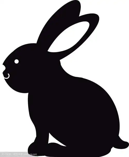 黑色轮廓的兔子有长长的耳朵