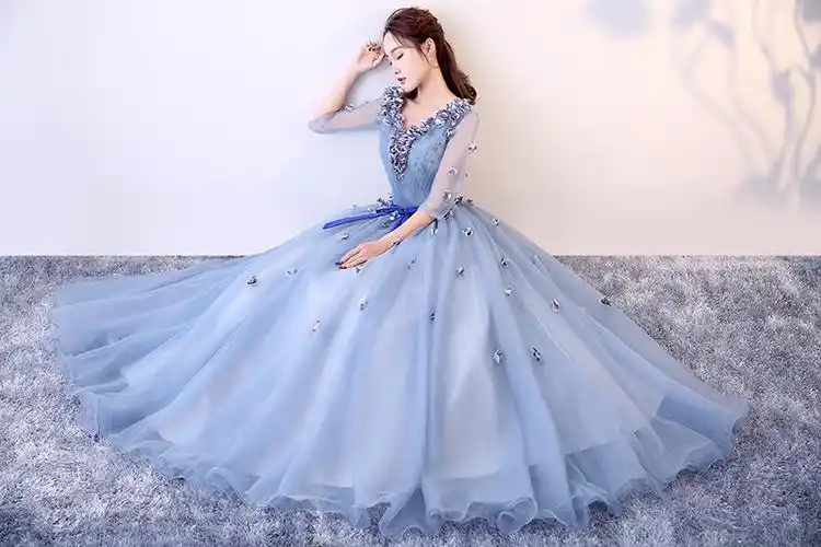 晚礼服女2022新款蓬蓬裙主持人学生演出服艺考独唱年会舞台服长款