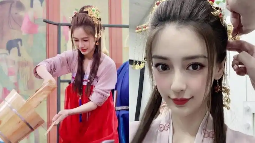 angelababy古装造型曝光 穿齐胸襦裙金钗点缀明艳动人