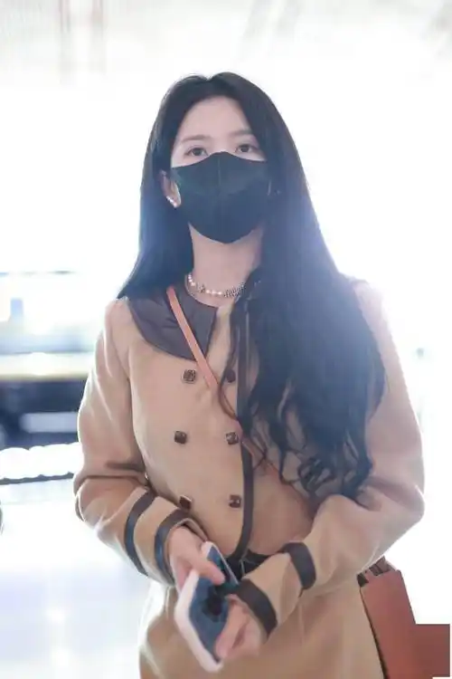 刘些宁冬日卡其色裙子套装学院风满满 名媛风穿搭显气质_北京_造型