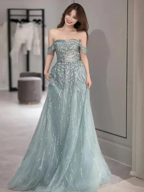 神仙冰蓝色06敬酒服zuhairmurad高定礼服