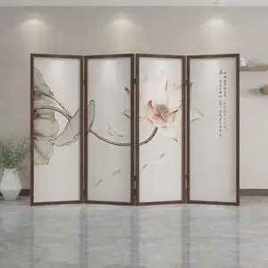 移动古风新中式办公室隔断客厅玄关简易实木国风屏障砚心映画580