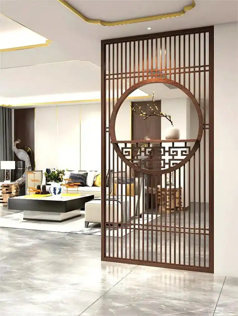 2022新设计客厅屏风隔断遮挡入户玄关.新中式装修设计实木入 - 抖音