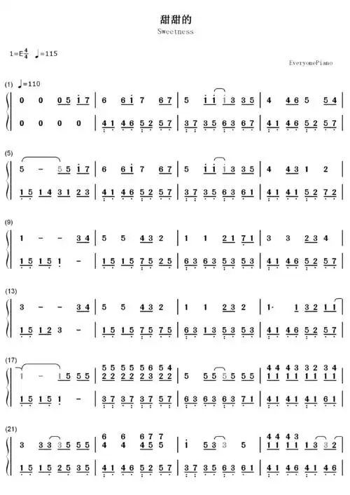 周杰伦的甜甜的的简谱