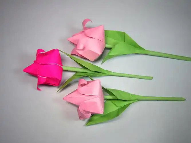 diy创意手工折纸,漂亮郁金香花朵的简单折法