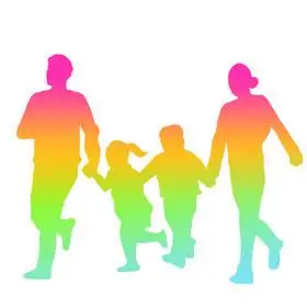 一家四口彩色剪影图片
