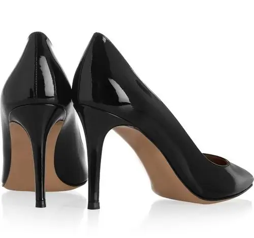 春款夜店女鞋黑色性感荧光色漆皮尖头细跟高跟鞋女韩国公主单鞋