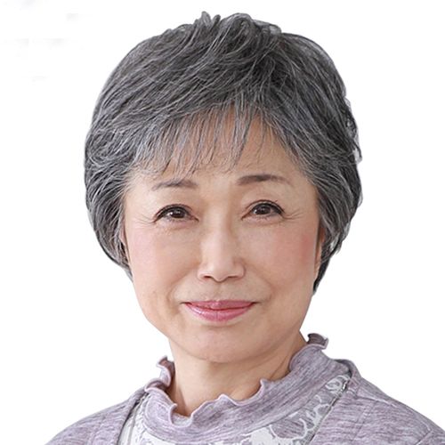 慈祥妈妈全真发白发老年人奶奶款60岁80岁太太假发套真人发丝银白灰白