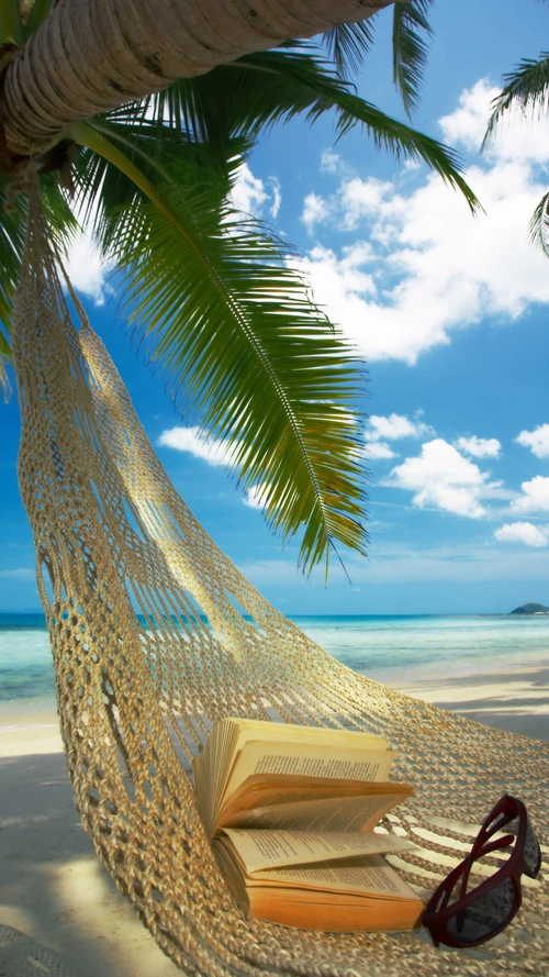 吊床海边风景背景